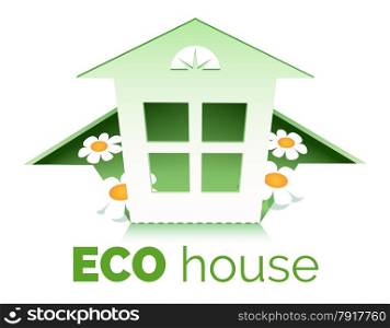 Illusration of eco house symbol. Only free font used. Isolated on white background.