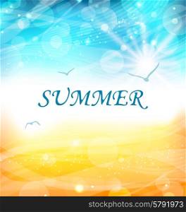 Illustartion Summer Holiday Background, Glowing Wallpaper - Vector