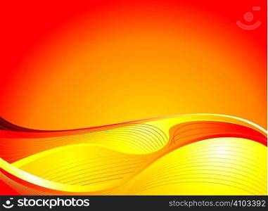 Illustrated abstract background in bright red colours with wavy lines