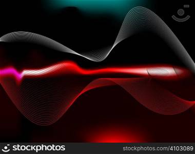 Illustrated abstract background with flowing lines in red and blue