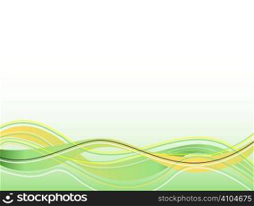 Illustrated abstract background with flowing yellow and green lines with plenty of copy space