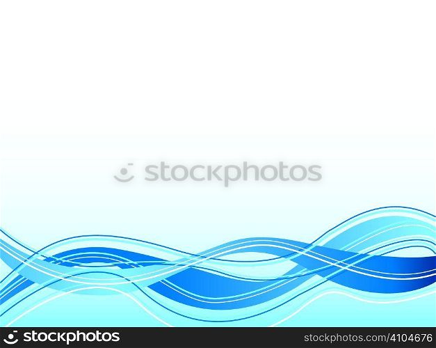 Illustrated abstract blue background with wavy lines and a flowing design
