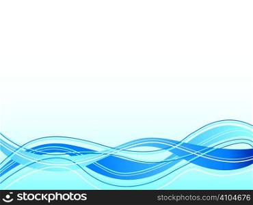 Illustrated abstract blue background with wavy lines and a flowing design