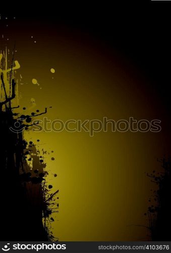 Illustrated abstract gold and black background with copy space