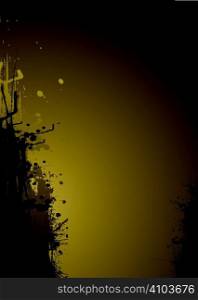 Illustrated abstract gold and black background with copy space