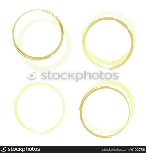 illustrated brown coffee rings with stained white background