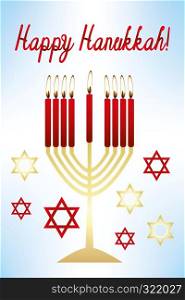 Illustrated card for celebrating Hanukkah