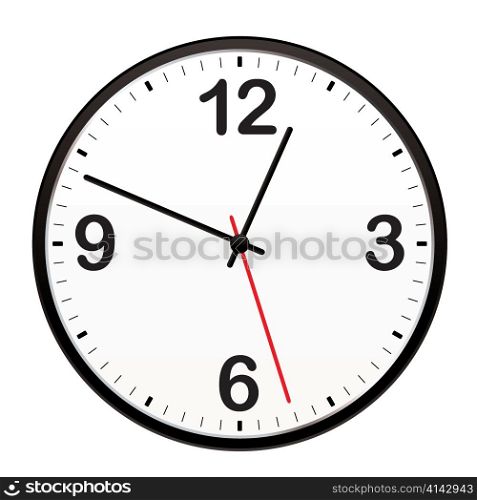 Illustrated clock for telling the time or icon symbol