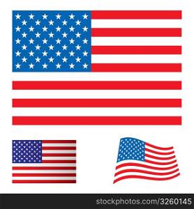 Illustrated collection flag icon set for the united states of america
