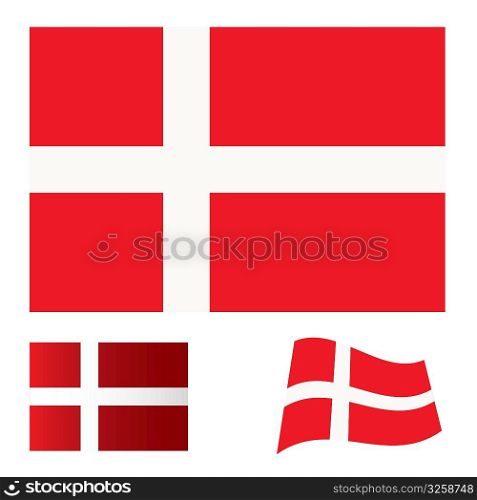 Illustrated collection of flag icon set for denmark