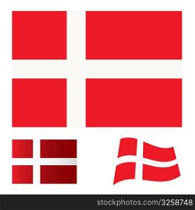 Illustrated collection of flag icon set for denmark