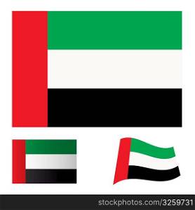 Illustrated collection of flag icon set for the United arab emirates