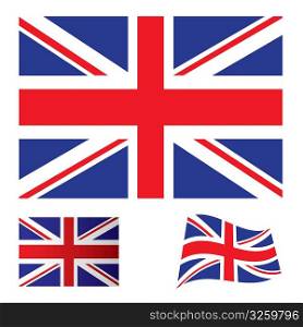 Illustrated collection of flag icon set for the United kingdom
