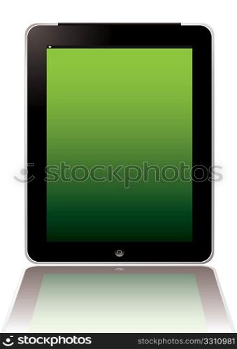 Illustrated computer hand held tablet with blank screen