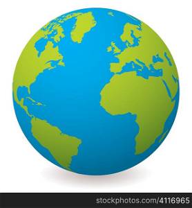 Illustrated earth globe in realistic land and ocean colours