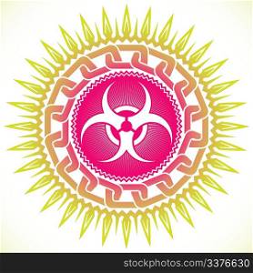 Illustrated emblem with biohazard sign