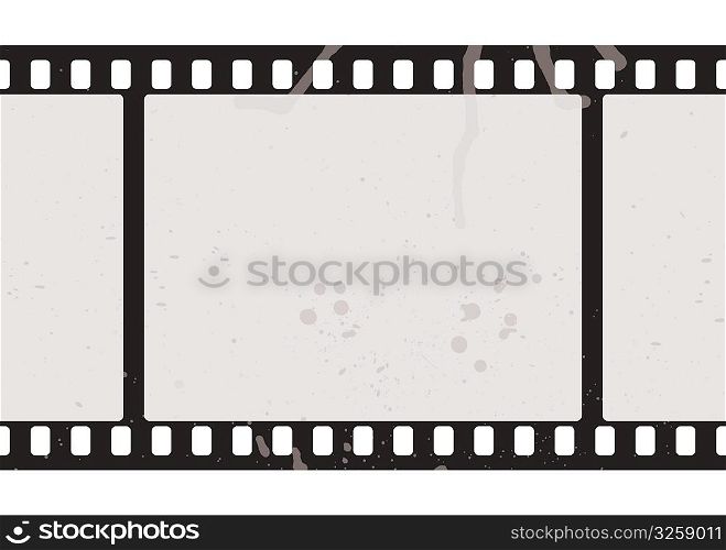 Illustrated film strip with grunge concept and dirty splats