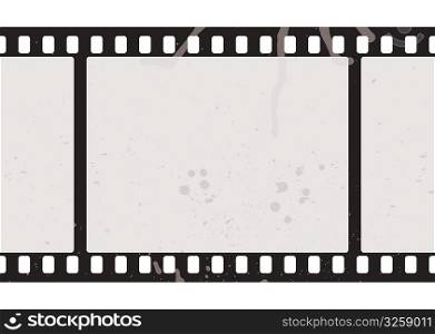 Illustrated film strip with grunge concept and dirty splats