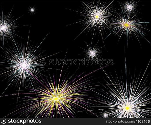 Illustrated fireworks background with room to add your own text