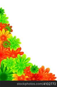 Illustrated floral background with colorful flowers in the corne