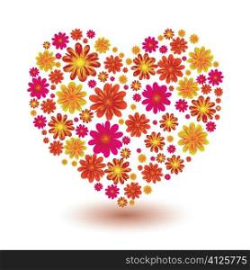 Illustrated floral heart shape ideal love icon or symbol