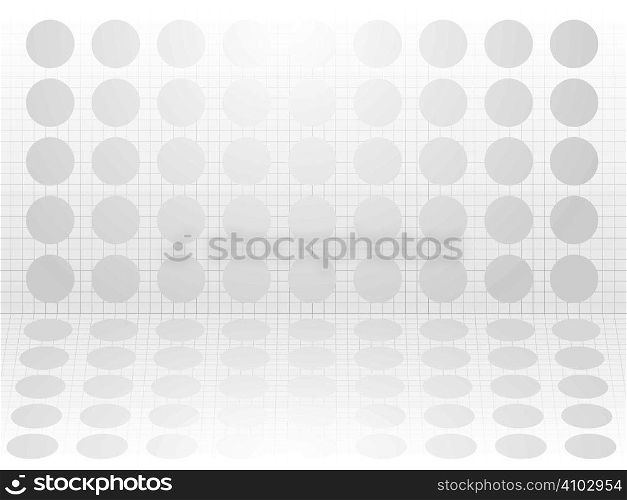 Illustrated gird background with silver discs ideal to place under text on a presentation or desktop