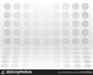 Illustrated gird background with silver discs ideal to place under text on a presentation or desktop