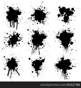 Illustrated ink bloat collection in black and white