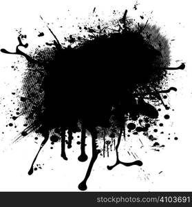 Illustrated ink blob splat with halftone ideal as a background