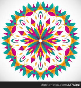 Illustrated modish arabesque with colorful shapes