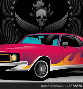 Illustrated muscle car close up