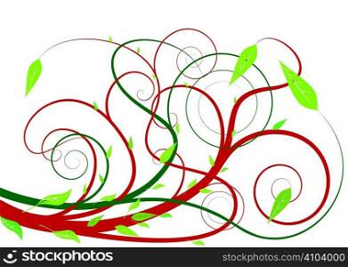 Illustrated natural background image in green and red