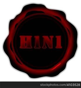illustrated Red wax seal with h1n1 virus text