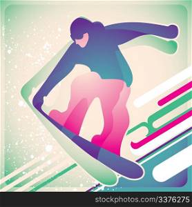Illustrated snowboarding poster
