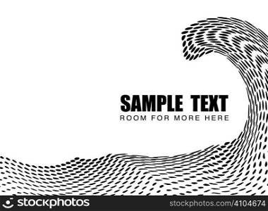 Illustrated wave in black and white with copy space