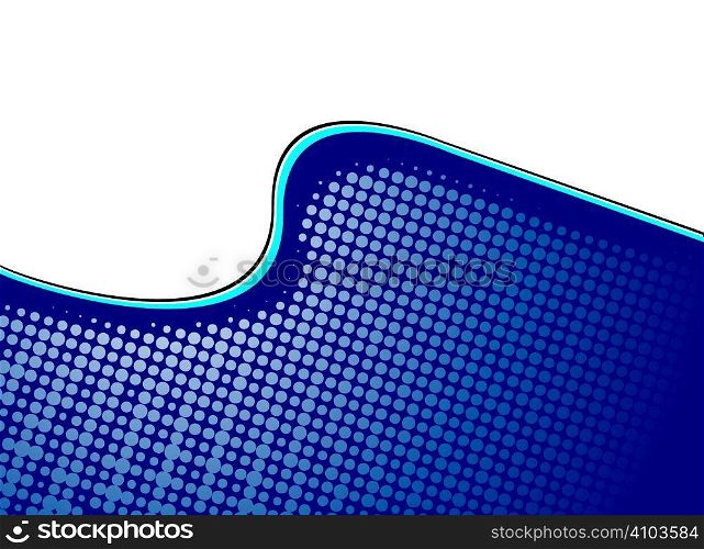 Illustrated wave with overlayed halftone ocean swell in blue