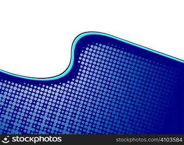 Illustrated wave with overlayed halftone ocean swell in blue