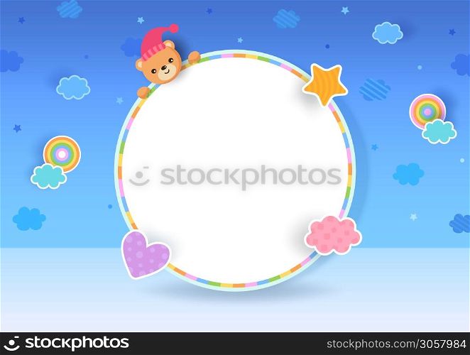 Illustration 3d style with teddy bear on frame