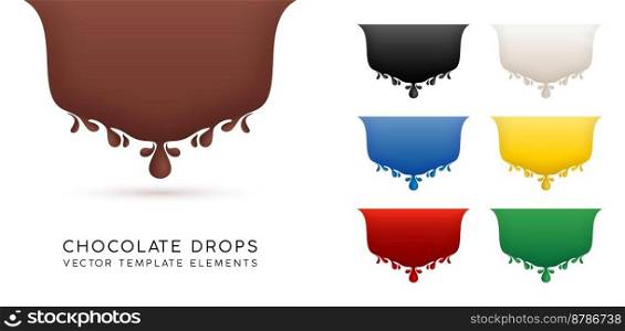illustration a 3d realistic liquid drops elements concepts isolated white backgrounds with seven colors choice for packages label products company or corporate, User interface designs, collages, decks