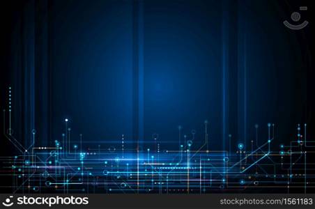 Illustration abstract background, circuit board or motherboard. Vector design for abstract technology, communication, futuristic. Hi tech digital concept on dark blue background