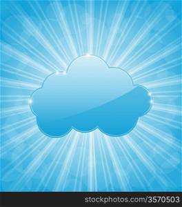 Illustration abstract background with cloud and show light rays - vector