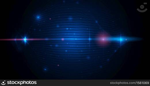 Illustration abstract background with mesh lines and bright glitter. Vector design abstract technology, communication, futuristic, hi-tech digital concept on dark blue background