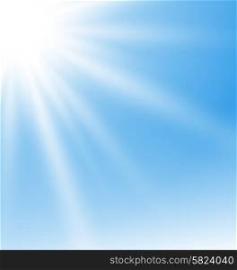 Illustration Abstract Blue Background with Sun Rays - Vector