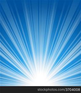 Illustration abstract blue background with sunbeam - vector