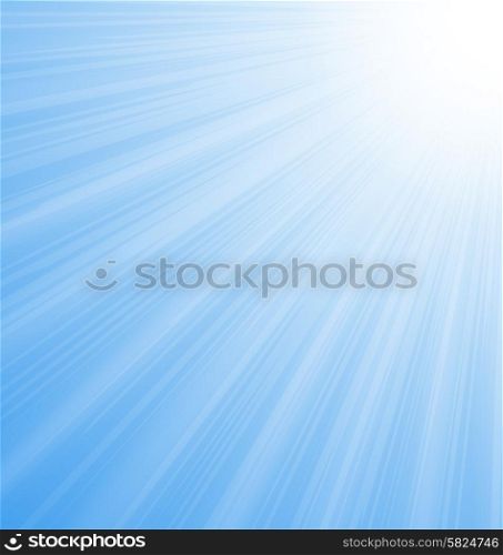 . Illustration Abstract Blue Sky Background Sun Rays shine vibrant - vector