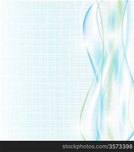 Illustration abstract blue wave background, striped design - vector
