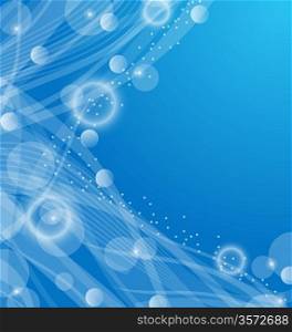 Illustration abstract blue wavy background, design template - vector