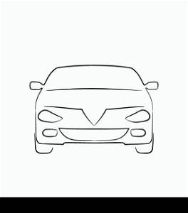 Illustration abstract car isolated on white background, front side - vector