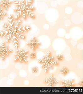 Illustration abstract Christmas light background with snowflakes - vector