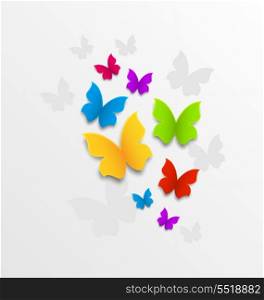Illustration abstract colorful background with rainbow butterflies - vector
